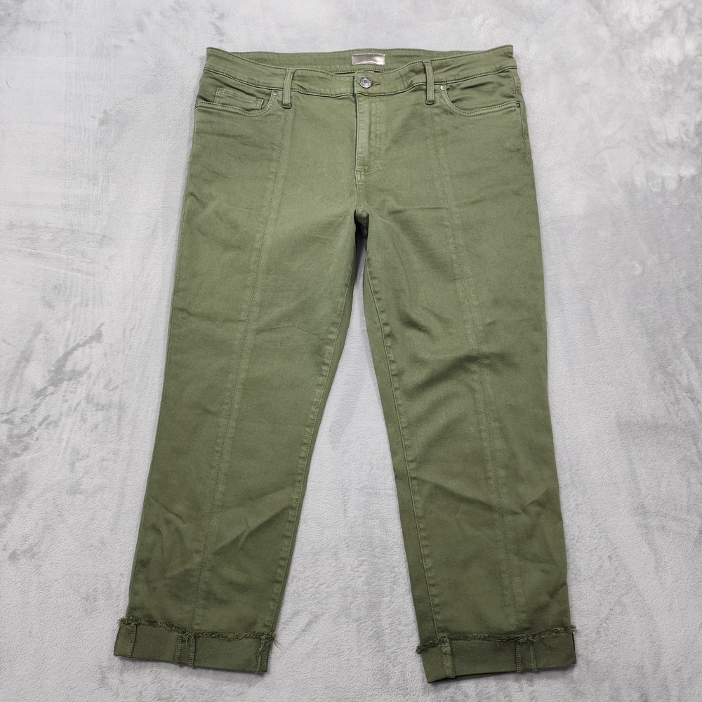 KUT From The Kloth Jeans Womens 18 Green Mid Rise Amy Crop Straight Leg Stretch